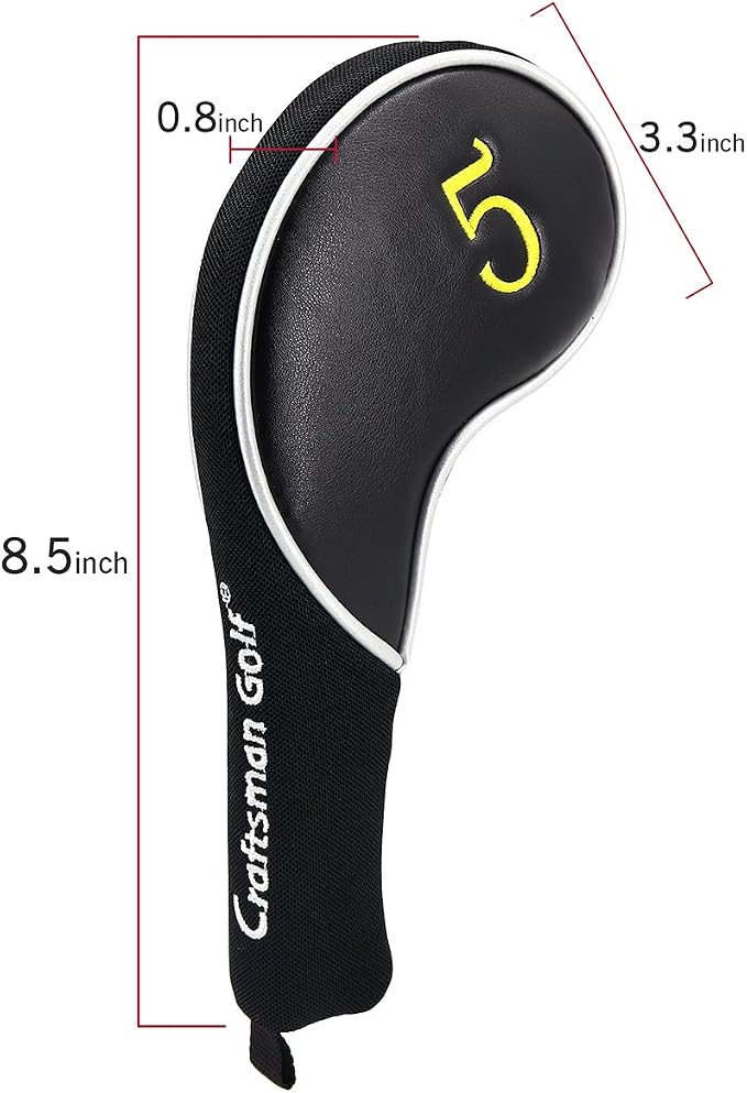 CRAFTSMAN GOLF Black Iron Head Covers Headcover Set with Colorful No. for Taylormade Cobra Mizuno Etc.Suitable for Right and Left Hander Golfer
