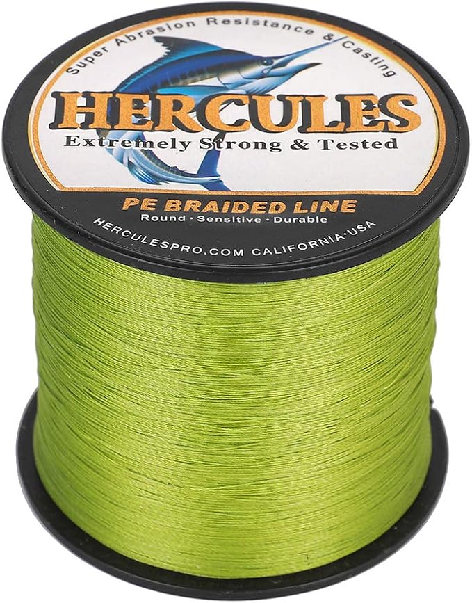 HERCULES Cost-Effective Super Strong 4 Strands Braided Fishing Line 6LB to 100LB Test for Salt-Water, 109/328 / 547/1094 Yards (100M / 300M / 500M / 1000M), Diam# 0.08MM - 0.55MM, Hi-Grade