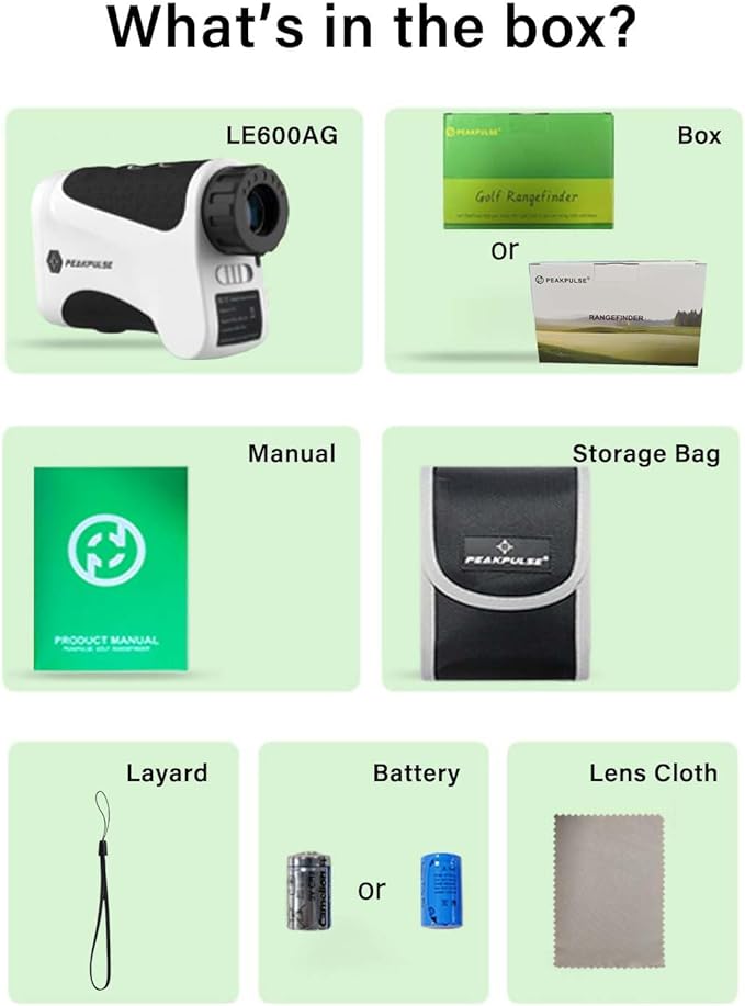 PEAKPULSE Golf Range Finder 650 Yards RangeFinder Golfing High Clarity Display 6X Magnification 0.5 Yard Accuracy Pin Seeker Easy to Use(No Magnet)