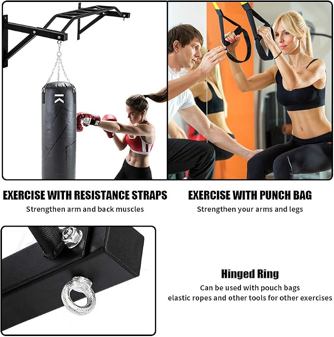 Wall Mount Pull Up Bar Wall Mounted Body Press Pull Up Bar Gym Chin-Up for Upper Body Workout