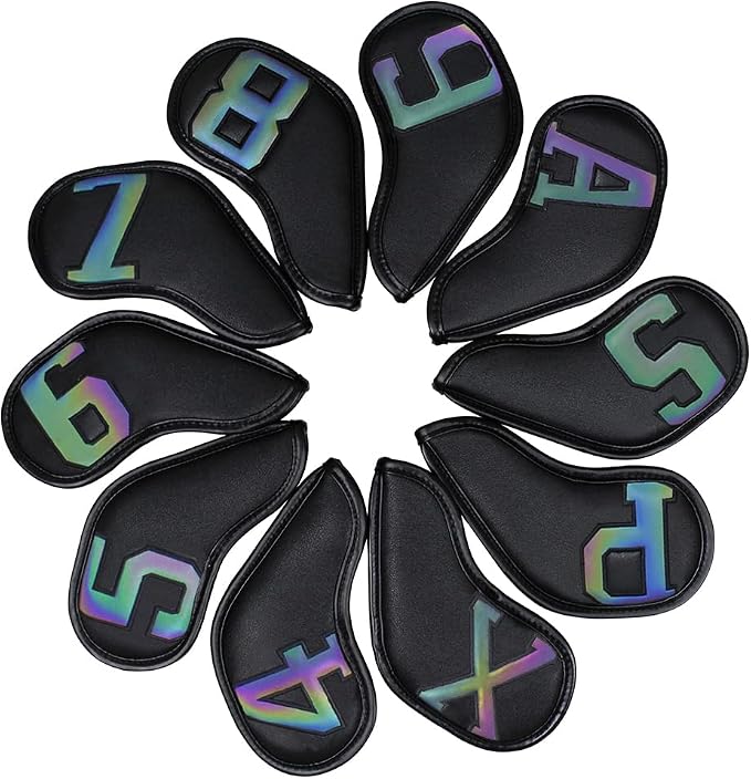 Scott Edward Golf Club Head Covers for Iron, 10 Pcs Leather Waterproof Material, Gradient Numbers Perfect for Mizuno Callaway, Ping, Taylormade, Cobra, Etc.
