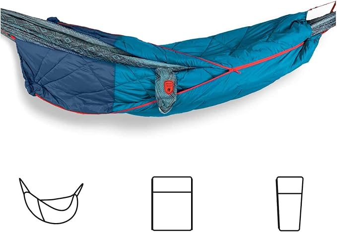GRAND TRUNK 360° ThermaQuilt 3-in-1 Hammock Underquilt | Converts to Sleeping Bag or Blanket | 40°F Rated, Lightweight Insulated Camping Quilt | Blue/Navy