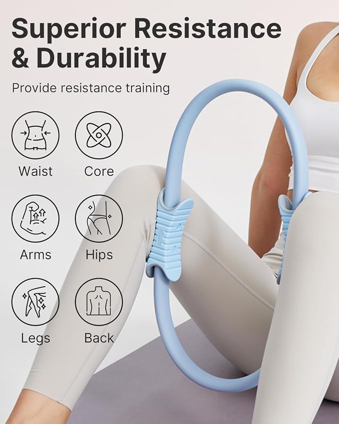 YOTTOY Pilates Ring and Ball Set, Figure 8 Resistance Bands, Stretch Bands&Guide,Pilates Equipment Set for Beginners for Home Workouts Core Strength, Yoga, Physical Therapy & Rehab
