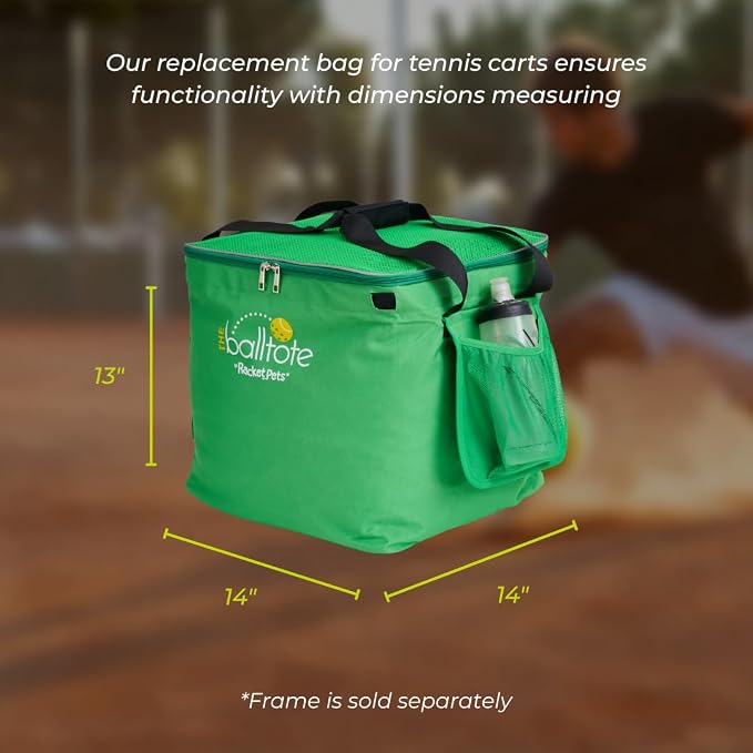 Racket Pets The Ball Tote - Replacement Bag for Tennis and Pickleball Pro Teaching Cart Hopper, Large Tote Bag For 150 Tennis Balls or 100 Pickleballs, Frame Not Included