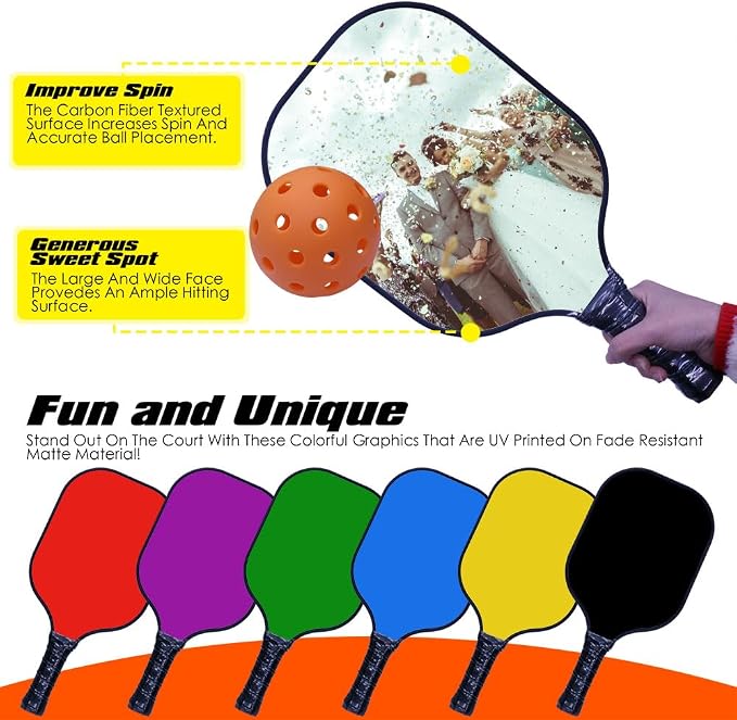 Custom Padded Pickleballs Paddle Cover with Photo Text Logo, Personalized Neoprene Cover Paddles Case Customize Rackets Cover, Fits Most Paddles, 8.5x11.5 Inches