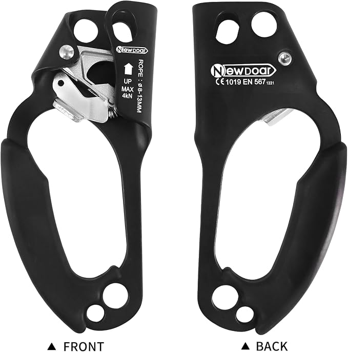 NewDoar UIAA & CE Certified Hand Ascender Rock Climbing Tree Arborist Rappelling Gear Equipment Rope Clamp for 8~13MM Rope