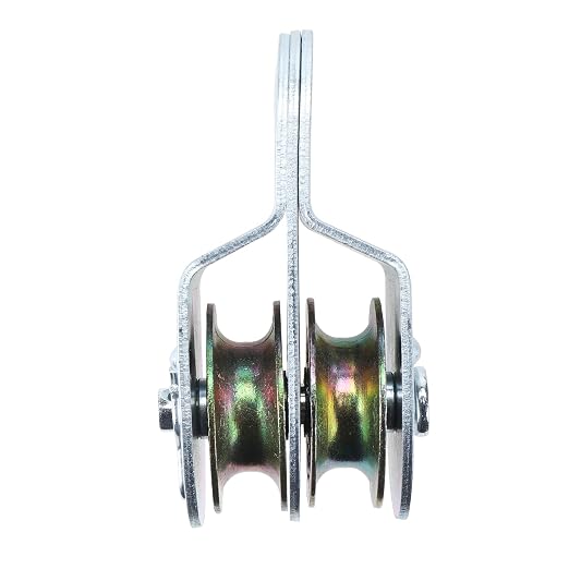 Fixed Double Pulleys, Double Groove Cable Fixed Pulley Block, Double Pulley Block Wheel, Double Pulley Roller, Loading 400 LBS Each, Iron with Zinc Plated (4, 1-1/2 Inch)