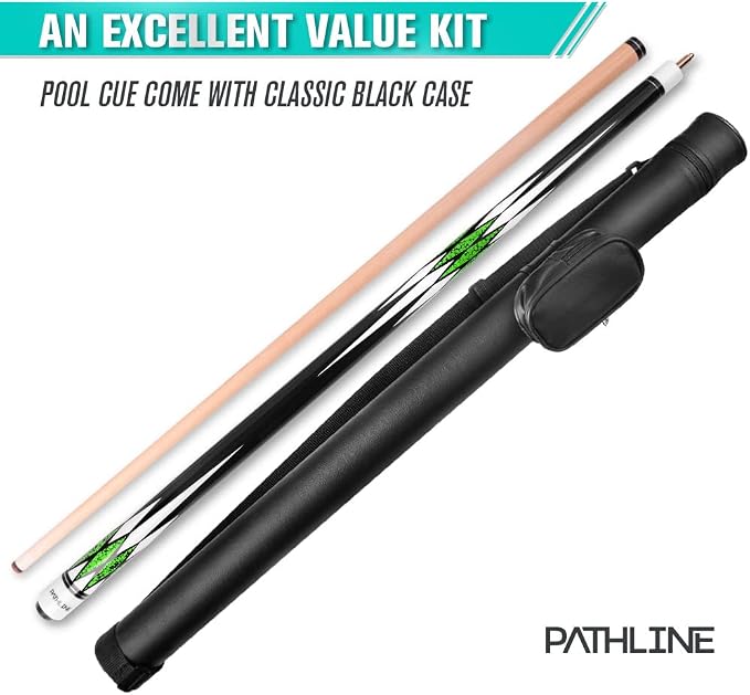 PLN Pool Cue Kit - 58 inch Canadian Maple Billiard Pool Stick and Hard Case