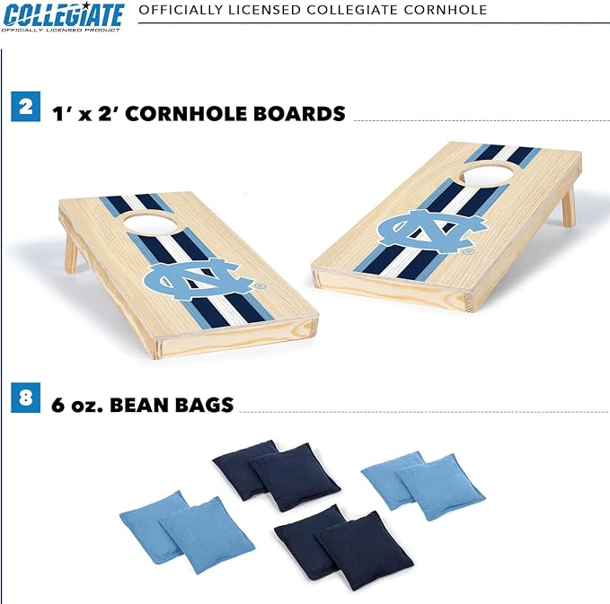Wild Sports College Portable Size 1' x 2' Solid Wood Cornhole Set with Direct Print HD Team Graphics – Travel Size