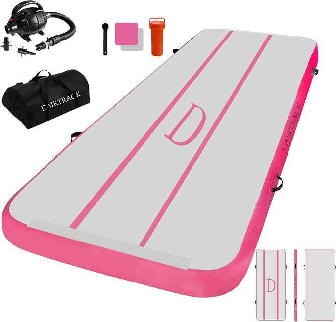 DAIRTRACK Inflatable Gymnastics Air Mat 10ft/13ft/16ft/20ft Tumble Track Tumbling Mats for Home Use/Gym/Training/Cheerleading/Yoga/Water