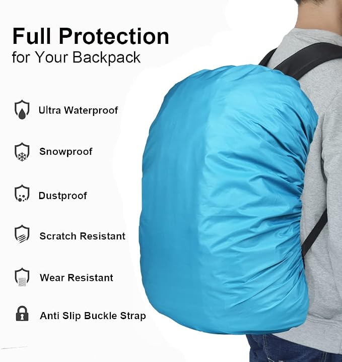 Waterproof Backpack Rain Cover with Anti Slip Buckle Strap for Camping, Hiking, Traveling, Hunting, Biking, 15-80L