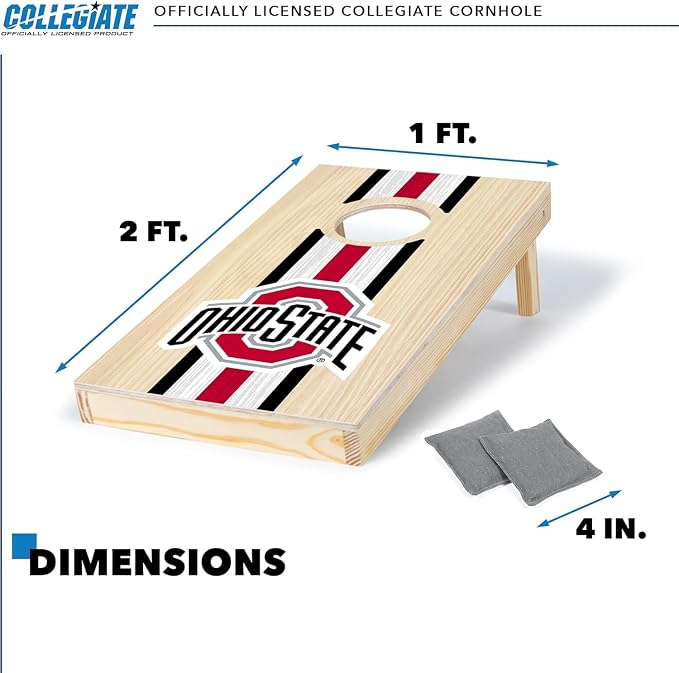 Wild Sports College Portable Size 1' x 2' Solid Wood Cornhole Set with Direct Print HD Team Graphics – Travel Size