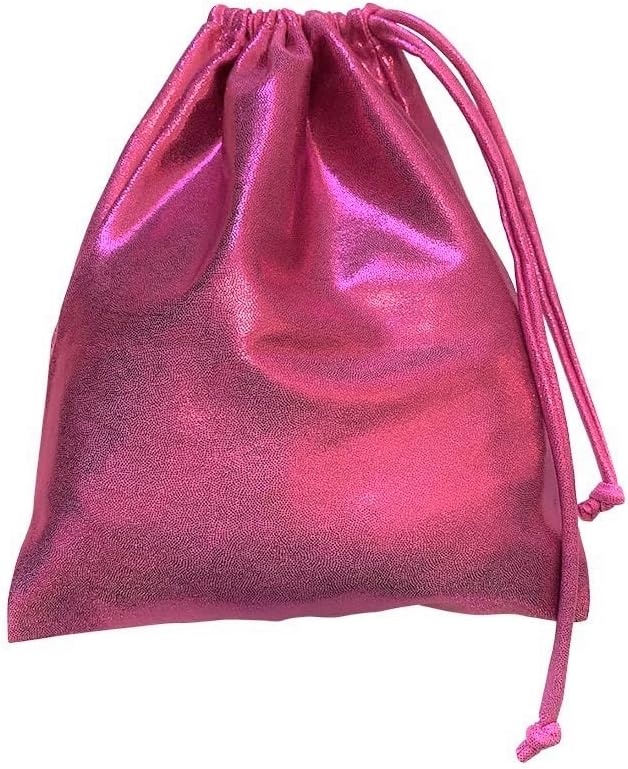 LIL'FOX 8"x10" Drawstring Gymnastics SMALL GRIP BAG 26x20cm - Lightweight Bag for Personal Equipment - Shiny Foil Rhinestones