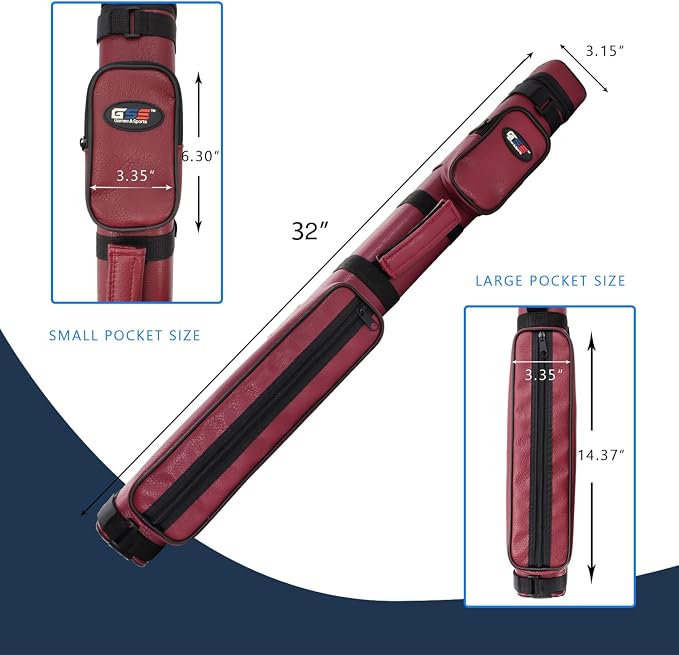 GSE Games & Sports Expert 2x2 Deluxe Hard Billiard Pool Cue Stick Carrying Case, Billiard Cue Case, Billiards Accessories (Several Colors Available)