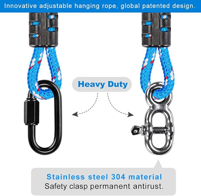 SELEWARE Tree Swing Rope Hammock Tree Straps Hanging Kit, Adjustable Rope Fast & Easy to Hang Hammock Chair Swing for Indoor Outdoor Tree Branch Camping Playground Accessories (Blue, 3ft, 2 Pack)