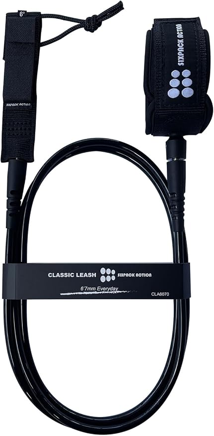 SIXPACK ACTION Classic Surfboard Leash, 6ft/7ft/8ft/9ft Pro Comp Surf Leash, Leg Rope with Superior Anti-Slip Cuff and Flexible Horn Connector