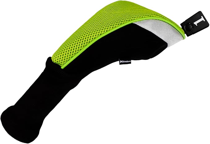 Andux 3pcs/Set Golf 460cc Driver Wood Club Head Covers Long Neck | for Driver Fairway Wood with Interchangeable No. Tags Mesh Breathable material Coloured Piping Pull-On Closure