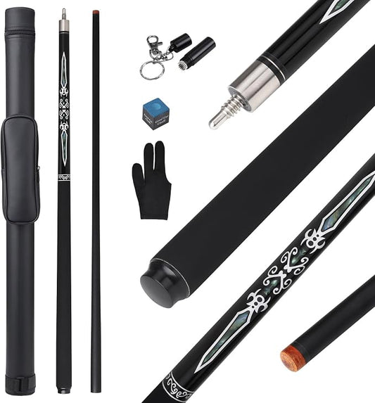 Pool Cue Stick with Hard Case 13mm 6-Layer Tip Professional Pool Cue Stick Fiberglass Pool Cue Billiards Cue Stick for Adults Men Players, 19 Oz, 57"