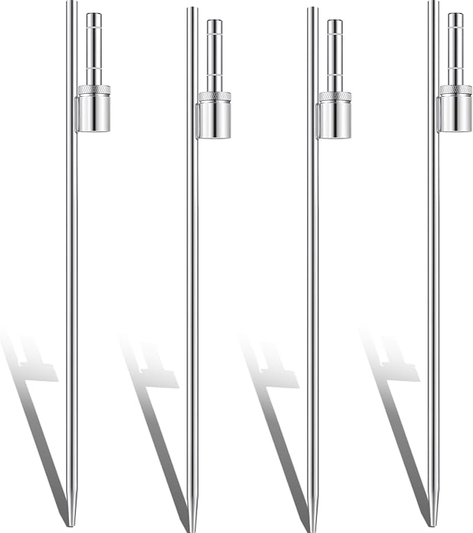 Pelopy 4 Pcs Feather Flag Ground Spike Ground Stake Flag Base Heavy Duty Flags Pole Holder for Outdoor Banner Stakes Fits Poles with 0.65 Inch Inner Diameter, Stake Only (24 Inch)