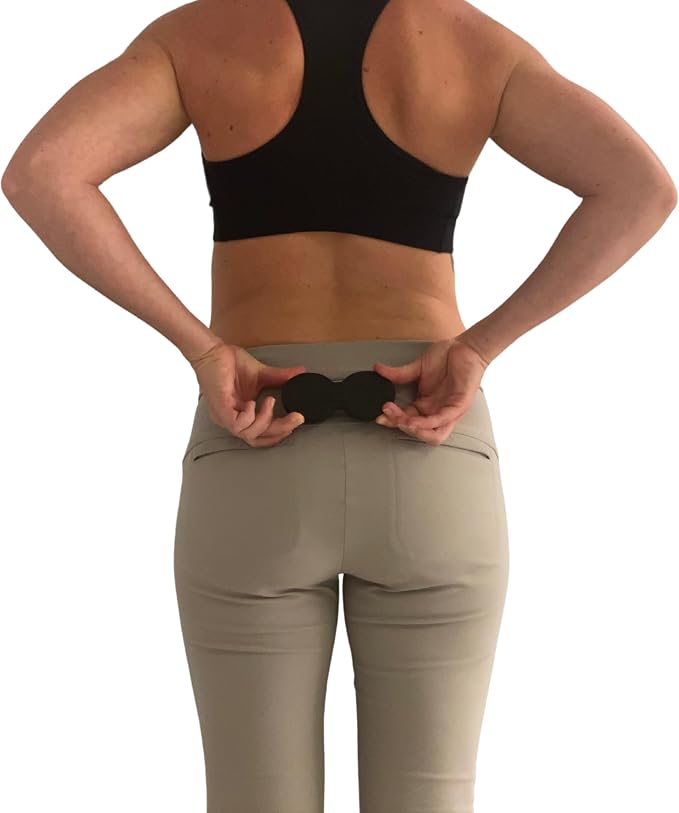 BAlign® Bowtie, Patented Half-Peanut Massage Ball, Back Pain Relief, Spine & Pelvic Alignment, Yoga Stretching & Mobility Aid, Myofascial Release & Trigger Point Therapy (Black)