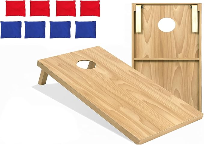 Cornhole Set, Cornhole Boards with 8 Bean Bags,Portable Game Set for Travel Home Office Recreation Tailgate