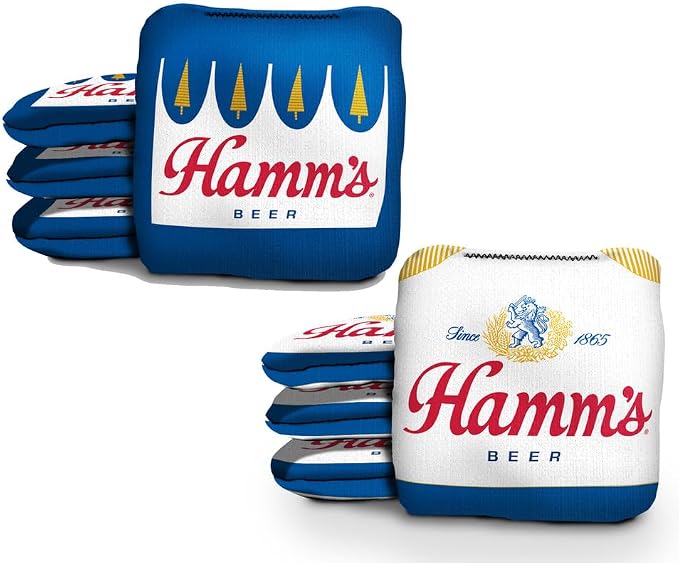 Slick Woody's Official Brand Beer + American Flag Cornhole Bags – Resin-Filled Tournament Performance with Dual Sided Professional Use Fabric- Set of 8
