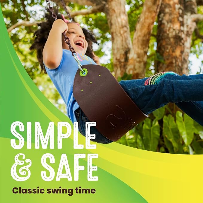 Swurfer 2 Pack Classic Playground Belt Tree Swing with Pinch Free Rubber Coated 66" Metal Hanging Chains, Holds 155lbs, Ages 4 and Up