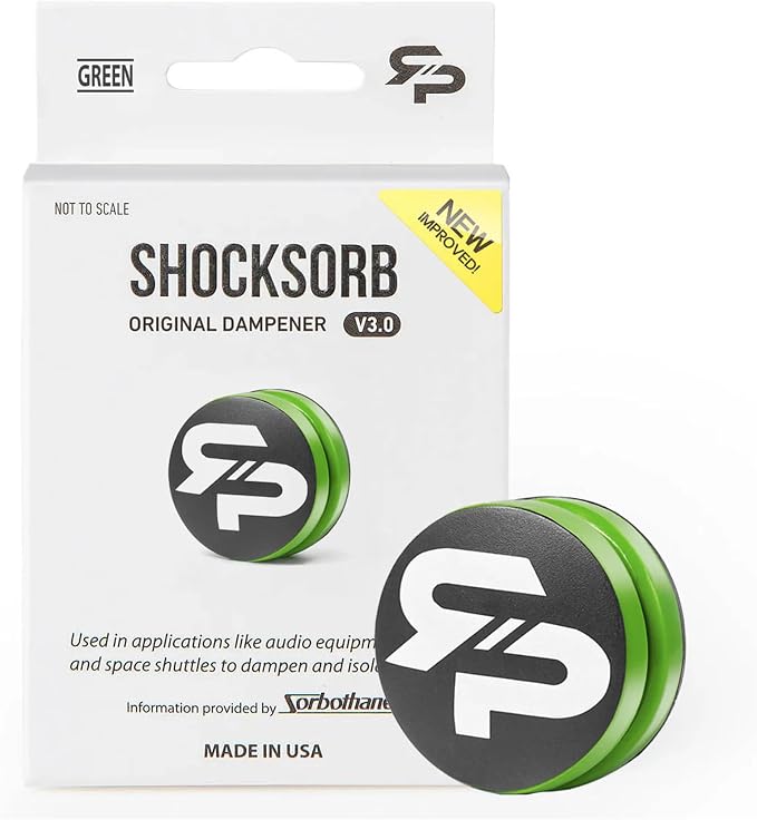 RTP Tennis Racket Vibration Dampener - ShockSorb Original or Ultrasoft V3 The Only Dampener Made for Pain Relief - Handcrafted with Patented Material Sorbothane Made in USA - 1 Pack Limited Warranty