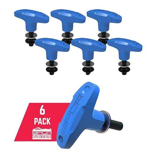 GPCA – Quick Release JL Hardtop Bolts, M8 25mm Thumbscrew for Jeep Wrangler JL 2018–2025 Hardtop Removal, Jeep Accessories & Cargo Tie Down GP Anchor PRO w/o Nut, 6 Pack (Blue)