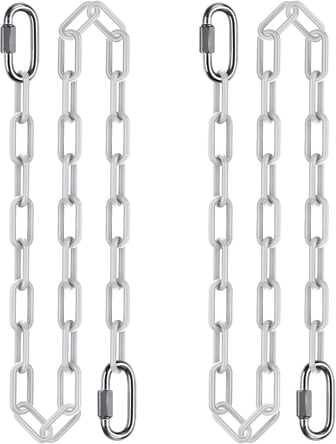2Pcs 60" Heavy Duty Swing Chain with Carabiners Hanging Chains with Hooks 1000 LBs Capacity Porch Swing Chains White Coated Chain for Hanging Chair, Hammock Chairs, Egg Chairs, Heavy Bags