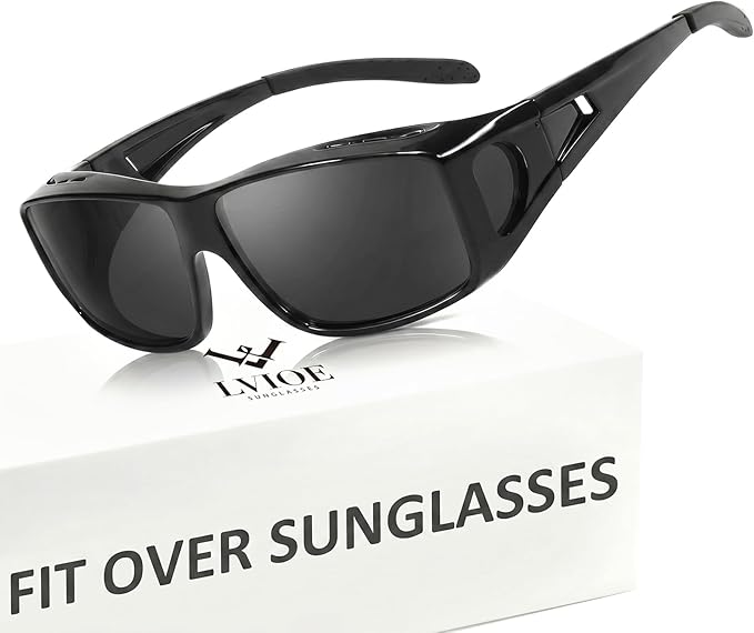 LVIOE Over Glasses Sunglasses Wrap Around Polarized Sunglasses for Men Women Fit Over Prescription Glasses with UV Protection