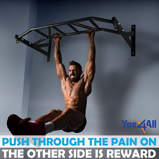 Yes4All Heavy Duty Wall Mounted Pull Up Bar – Multi-Grip Pull Up Bar Ceiling Mount / Ceiling Mount Pullup bar / Chin Up Bar for Home Gym Workout