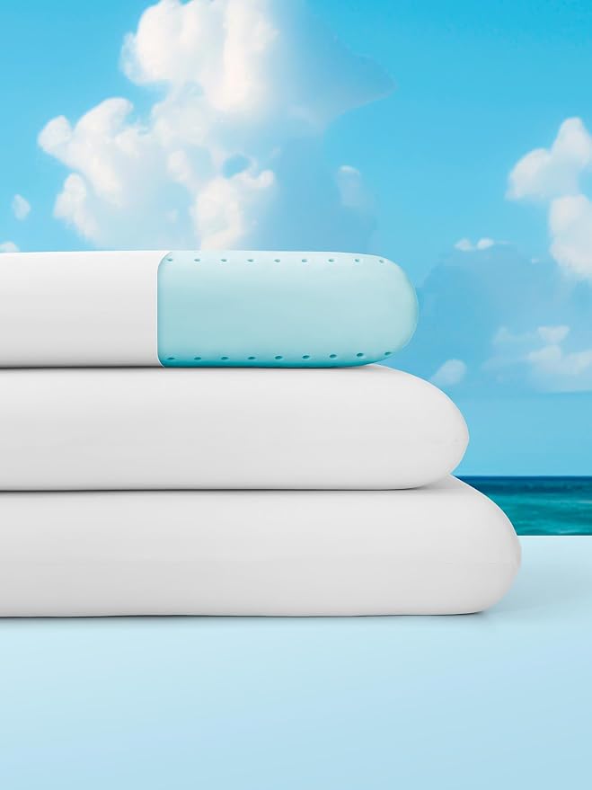 SLEEP ZONE Cooling Memory Foam Firm Pillow Queen, Breathable, Odorless, Cool Surface with High Support for Back and Side Sleepers, Home Hotel Hospital Essentials, 2 Pack White