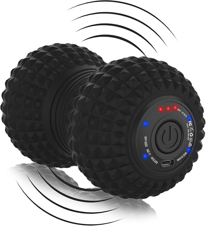 ZeenKind Vibrating Peanut Massage Ball Plantar Fasciitis Muscle Pain Relief | Portable Foot Roller Massager for Deep Tissue Therapy Muscle Pain Myofascial Release, 4 Vibration Speed