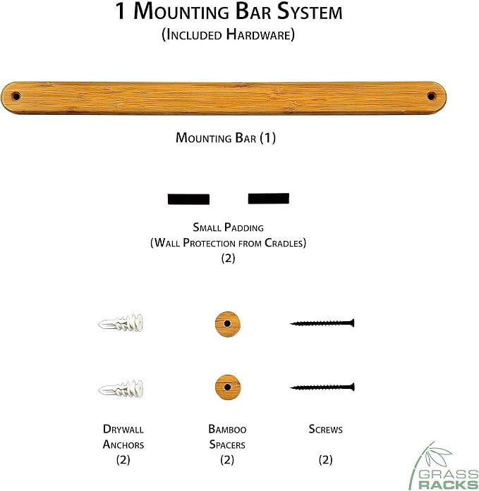 Grassracks Bamboo & Birch Snowboard Rack and Skateboard Rack - Moloka`i Series Snowboard Wall Mount