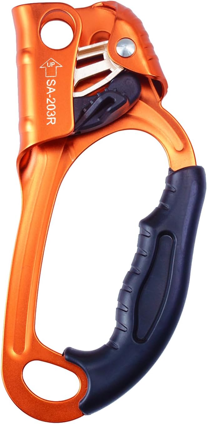 UIAA & CE Certified Climbing Rappelling Equip Hand Ascender Left Right Hand for 8-13mm Rope 4kN
