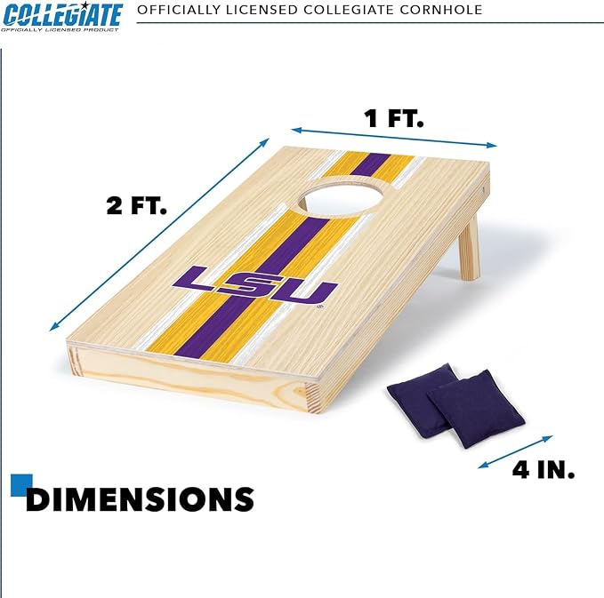 Wild Sports College Portable Size 1' x 2' Solid Wood Cornhole Set with Direct Print HD Team Graphics – Travel Size