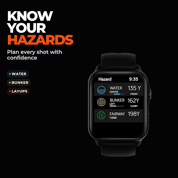 NAVO W1 Golf GPS Watch – Front, Middle & Back Distances, Hazard Tracking, No Subscription