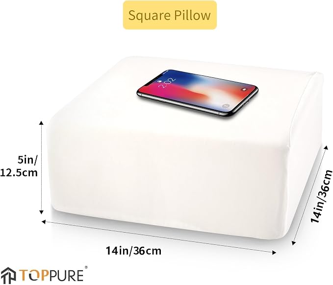 TOPPURE Cube Memory Foam Pillow (14"x14"x5“ Large Cube), Side Sleeper Pillows, Cervical Neck Pillow for Travel, Soft but Spportive Bed Pillow for Neck and Shouder Pain Relief, White