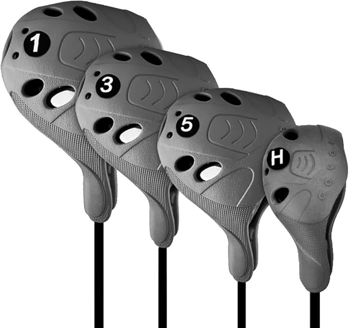 PGM Golf Club Covers, 4pcs Drivers Fairway Woods Hybrid Golf Head Covers with Number, Fit Oversized Right Handed Brands, Easy on Off, Washable