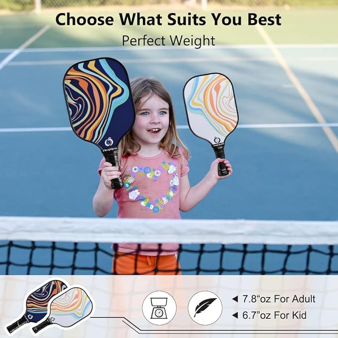 niupipo Pickleball Paddles Set of 2 or 4, USAPA Approved Fiberglass Pickleball Paddle Set with Balls and Bag, Polypropylene Honeycomb Core, Lightweight Pickleball Paddles for Beginners Men Women