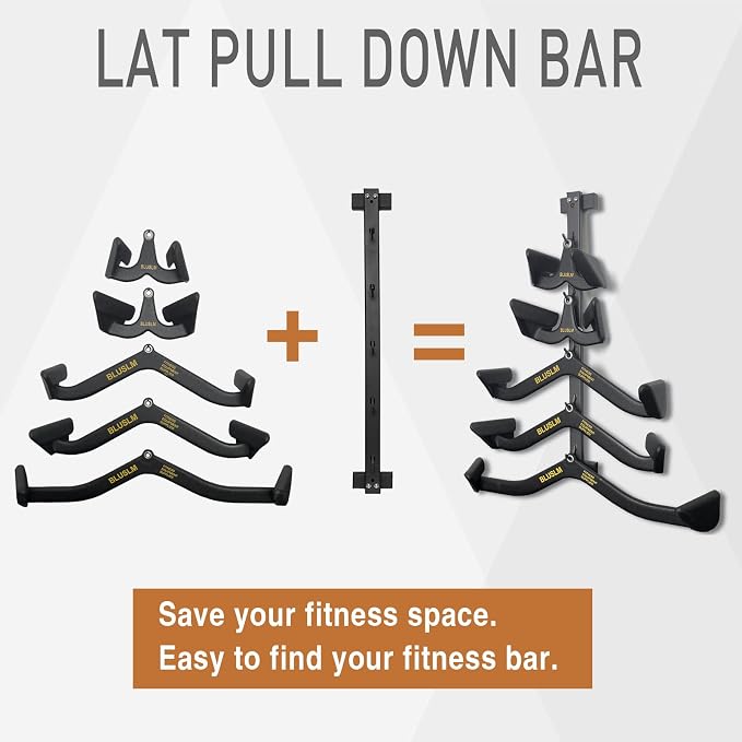 BLUSLM Lat Pull Down Bar T bar Row Attachment, V Bar Tricep Lat Pulldown Attachments, Back Strength Training Bar for Home Gym Exercise Cable Machine Attachments