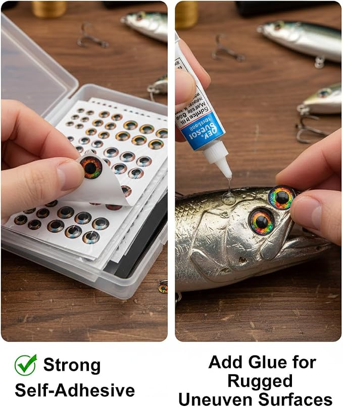 Fish Eyes for Lure Making Supplies: 1530Pcs 3D 4d 5d Fishing Lure Eyes 3mm 4mm 5mm 6mm 8mm 10mm Assortment for Fly Tying Materials