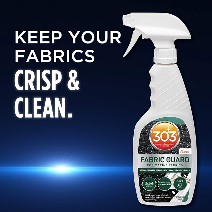 Restores water and stain resistance on boat covers, canvas, and marine fabrics.