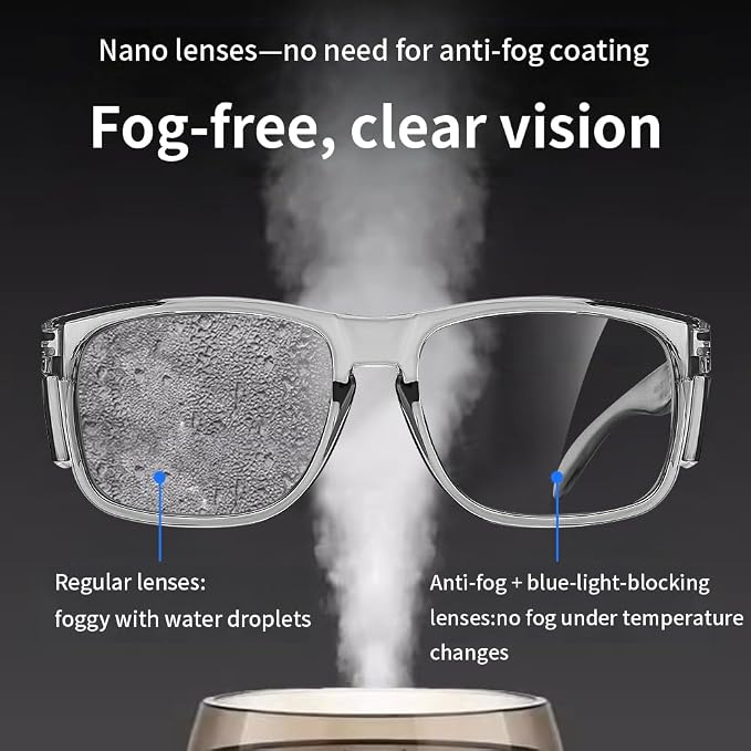 Z87Anti-Fog Photochromic Blue Light Blocking Safety GlassesUV400 Impact Resistant Protective Eyewear, for Men Women