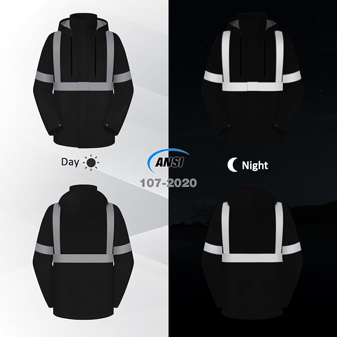 Rain Jacket, High Visibility Rain Coat and Pants, Waterproof Raincoat with Hood, Lightweight Rain Suit for Outdoor Activities, Rain Ponchos for Adults Reusable, Men Women, Black B, 4XL-5XL