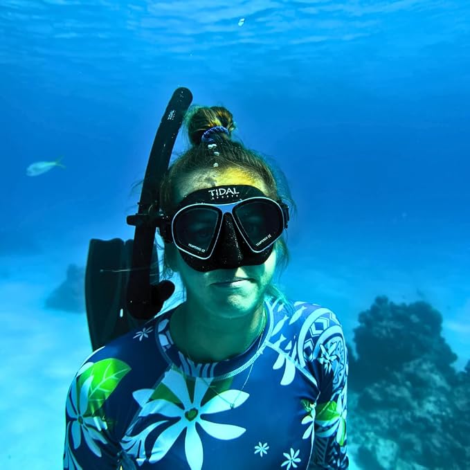 Tidal Freedive Mask - Aluma Pro with Advanced Anti-Fog Technology. Ultra Low Volume Mask for Freediving, Snorkeling and Scuba Diving. Tempered Glass Lens.