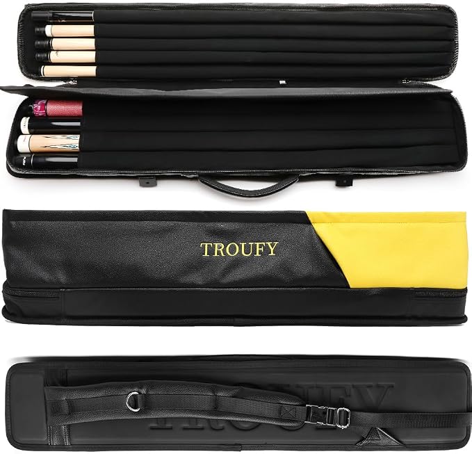 Pool Cue Case – Durable 4x4 & 4x5 Billiard Pool Cue Stick Carrying Case with Large Storage Space, Waterproof Billiards Accessories