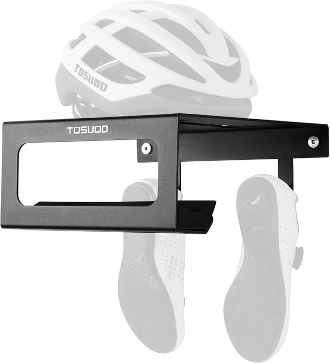 Heavy Duty Bike Wall Mount Rack - 15kg (33lbs) Capacity for Garage & Indoor | with Shelf & Hooks for Helmet, Shoes, Pump | Fits Mountain & Road Bicycles