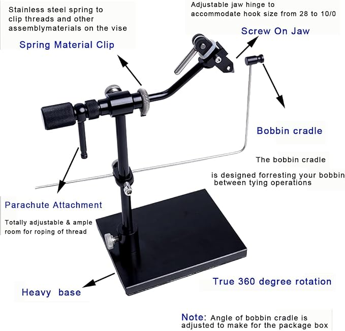 Rotary Fly Tying Vise with Travel Case Fly Tying Vice Kit
